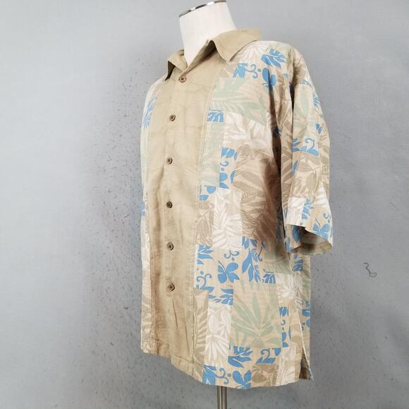 Boca Classics Shirt Mens 2XL Tan Blue Hawaiian Aloha Camp Short Sleeve Button - Picture 8 of 16